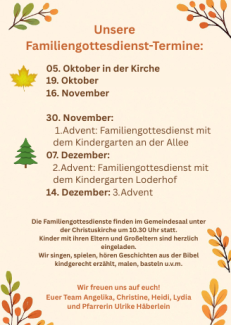 Termine des Familiengottesdienstes